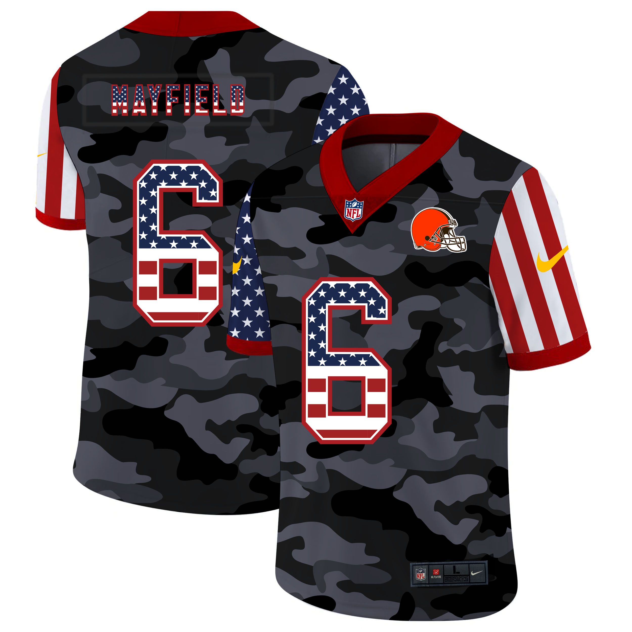 Men Cleveland Browns 6 Mayfield 2020 Nike Camo USA Salute to Service Limited NFL Jerseys